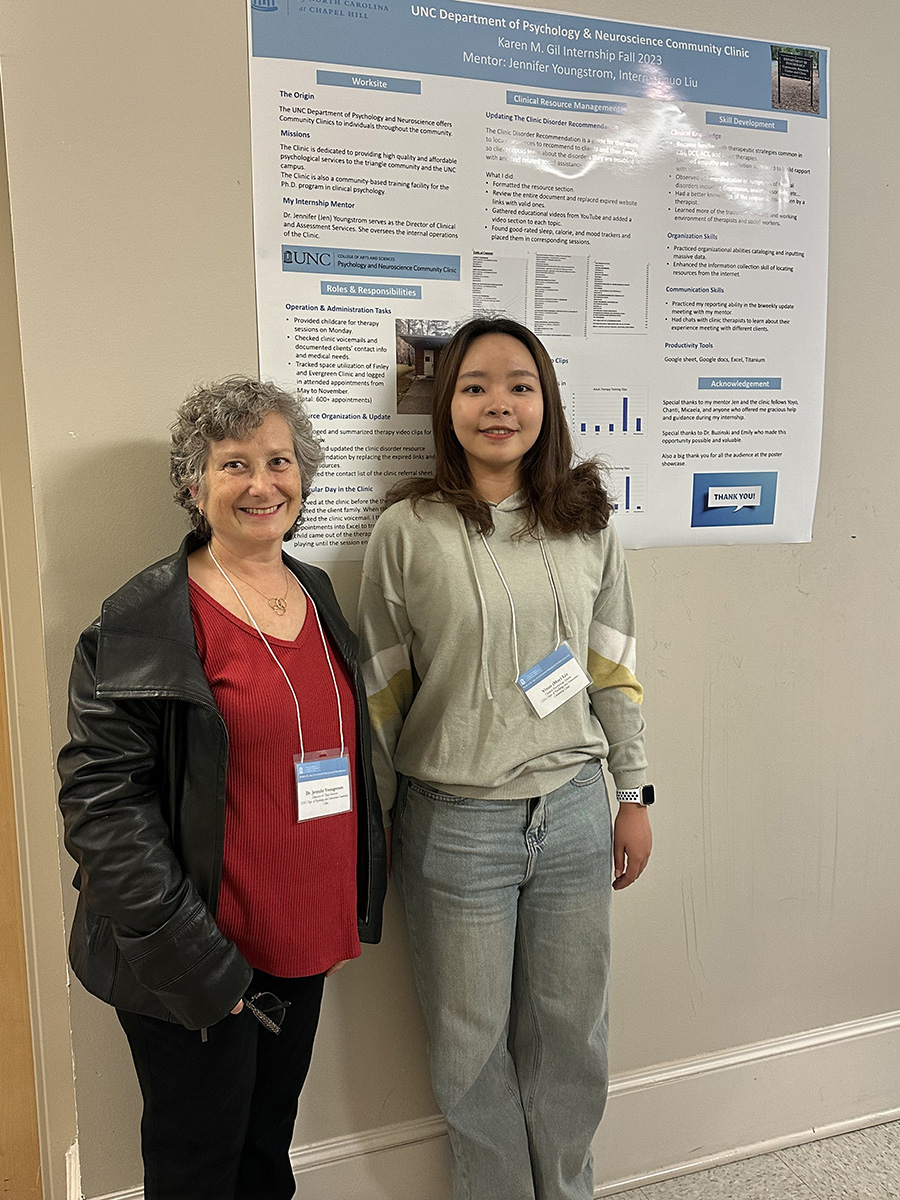 Yinuo (May) Liu with Dr. Jen Youngstrom